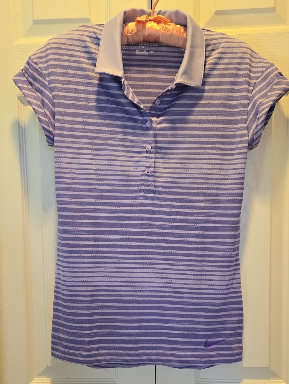 Nike Lavender Striped Button-Down Polo